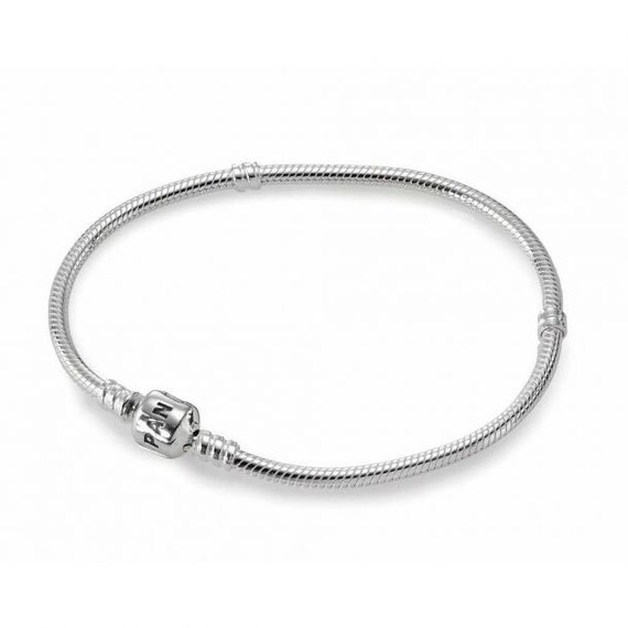 Pandora Moments 925 Sterling Silver Snake Chain 17 in. Charm Bead Necklace