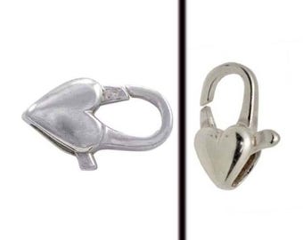 DYI Sterling Silver Heart Shaped Trigger Lobster Clasp 11.5x7 mm.