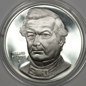 Milard Filmore Sterling Official White House Historical Society Medal 1.3 Troy Oz 925 Silver Round 40 Grams 13th US President