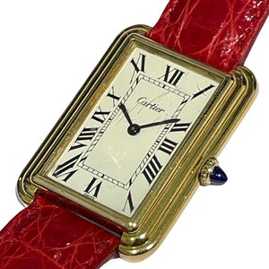 Rare and Important Cartier, Ref. 15716, “Stepped” Tank New York, 14k Gold-plated “Jumbo XL” Sized Wristwatch #1001