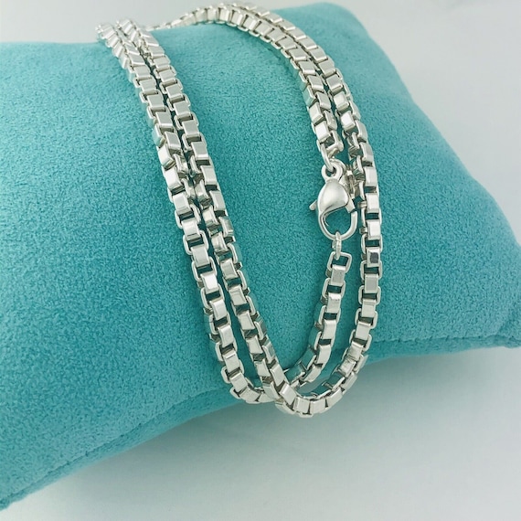 Tiffany & Co. Venetian Square Box Link Chain Sterling Silver