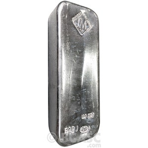 Vintage Johnson Matthey 100oz silver bullion bar 999+ fine rounded edges 999 pure, 100 oz ounces