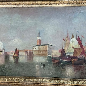 19th century oil painting After Thomas Moran (1837 - 1926) Title: View on the Grand Canal, Venice, Italy, Italian, Venetian