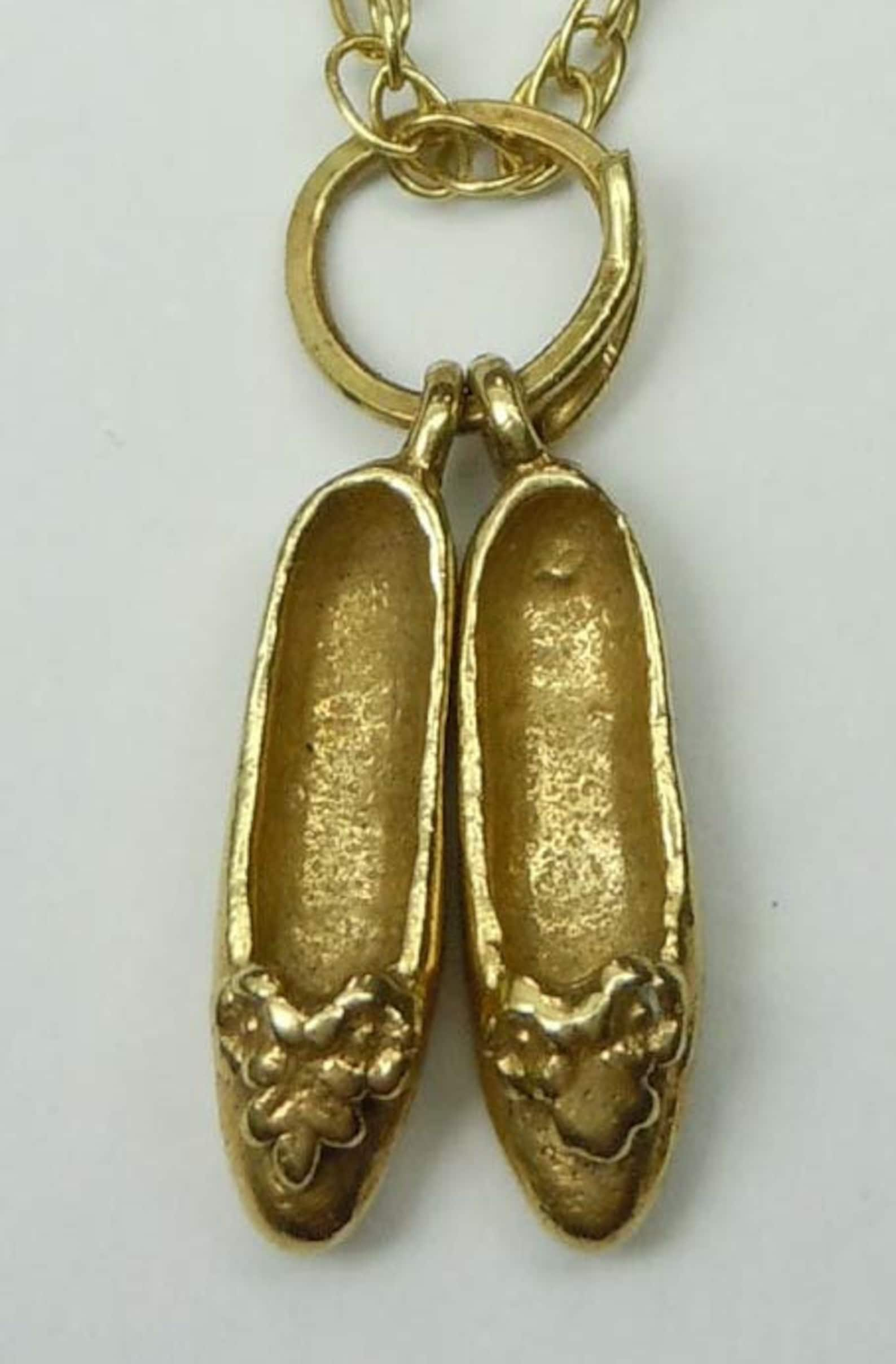 vintage 14kt gold 3d ballet dancer shoes charm ballerina pendant