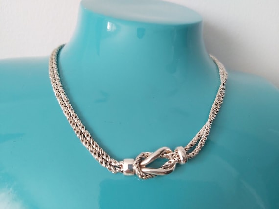 Rare Classic Tiffany & Co. Silver Double Rope Love Knot Choker