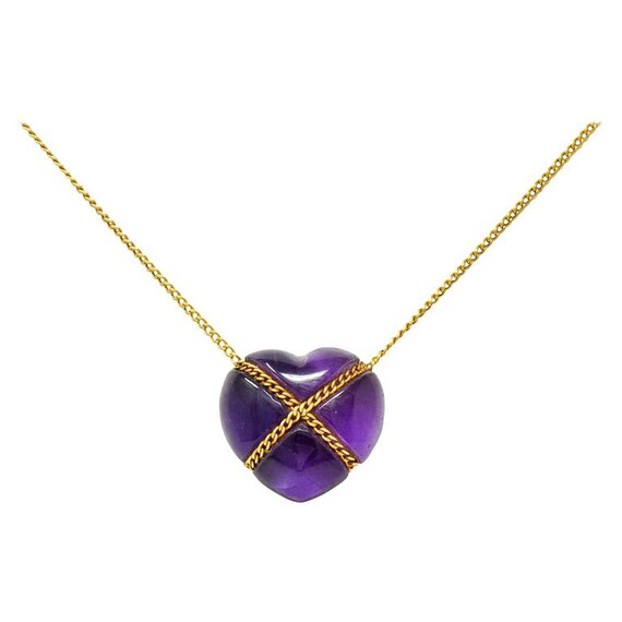 Vintage Tiffany & Co. Purple Amethyst Heart Pendant Strung