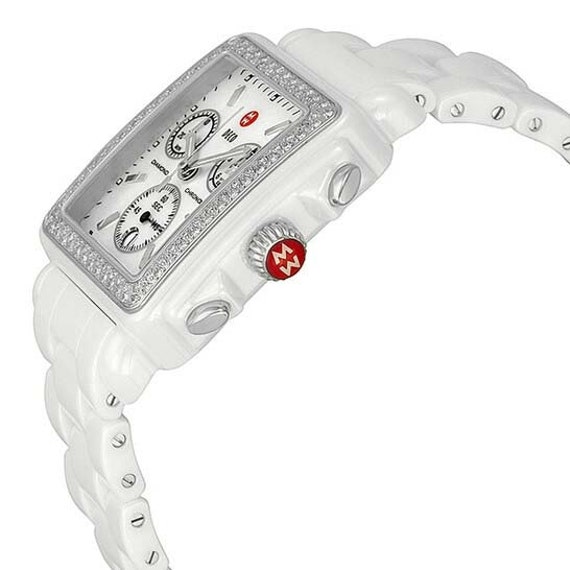 Stunning Michele Deco Diamond White Ceramic Chronograph  display picture 2