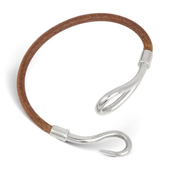 ユニセックス エルメス ジャンボフック ''ブラウンレザー'' 編み込み