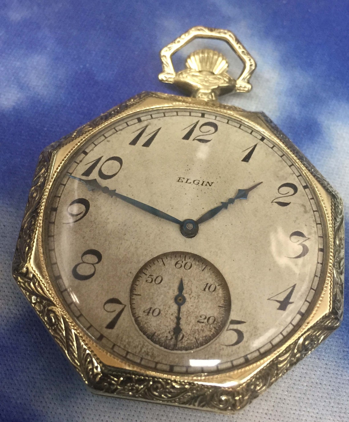 Engraved 14K Yellow Gold Elgin Open Face Pocket Watch Grade Etsy
