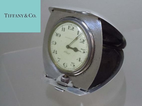 Tiffany & Co Sterling Silver Clam Shell Travel 8 Day Alarm Clock