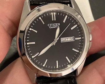 Men's 40mm. Citizen Black Dial 1102-s121990 Day Date Statement