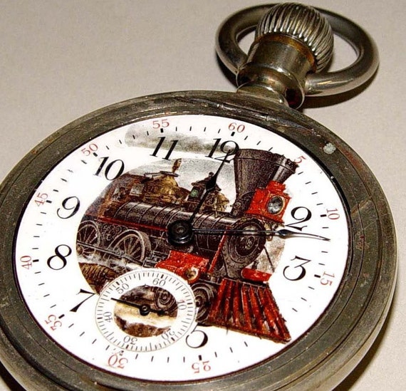 1883 American Waltham Railroad Pocket Watch Enamel Etsy