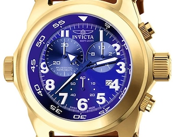 Herren Invicta 5418 Force Collection GoldTon Chronograph Uhr Kobalt Blau Zifferblatt