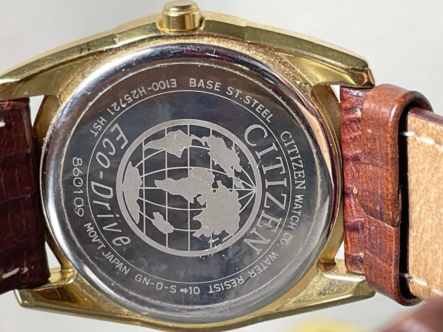 Mens Citizen Eco-drive E100-H45134-Y Wristwatch With Brown Leather