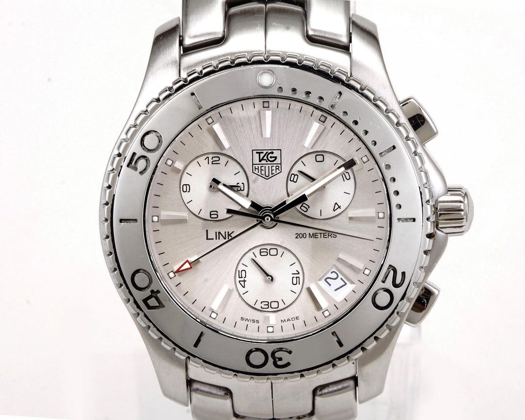 Mens Stainless Tag Heuer Link Cj1111 Chronograph Wristwatch Steel