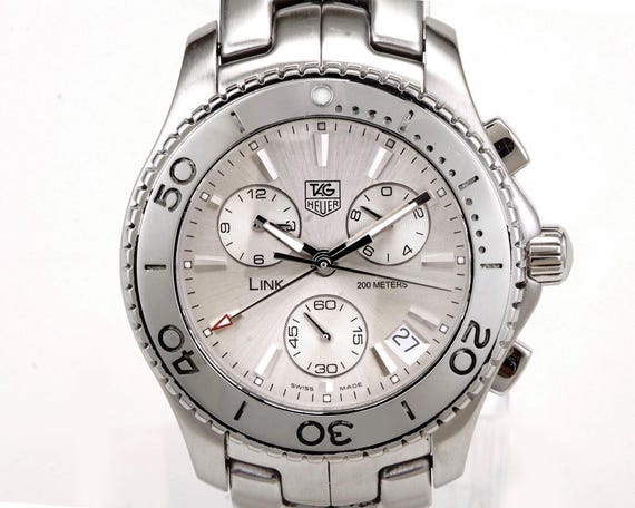 Mens Stainless Tag Heuer Link Cj1111 Chronograph Wristwatch Steel