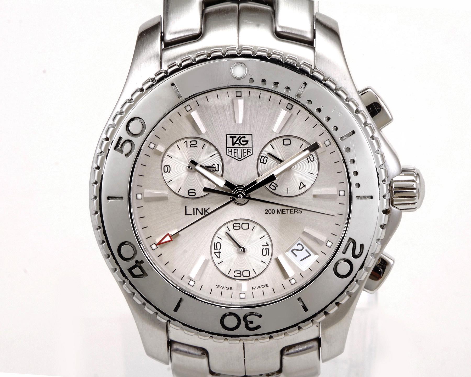 Mens Stainless Tag Heuer Link Cj1111 Chronograph Wristwatch Steel