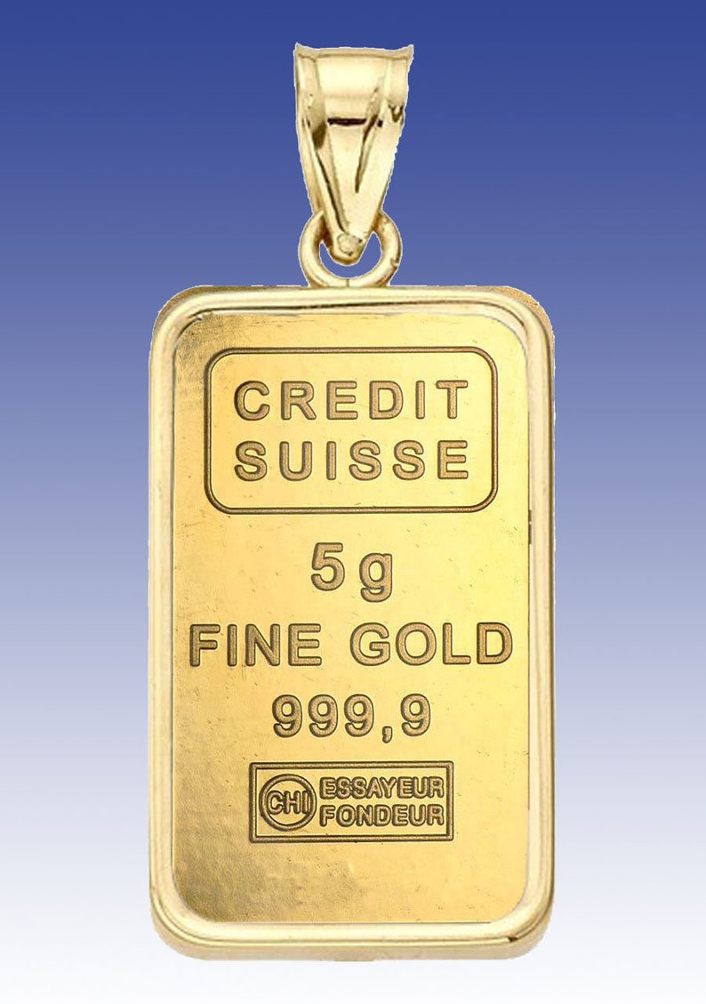 5 Gram Credit Suisse .999 24kt Pure Gold Bar Pendant Encased - Etsy
