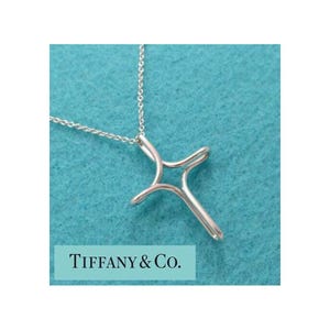 Elsa Peretti Tiffany & Co Sterlingzilver Infinity Medium of Large kruishangerketting, 16 of 18" ketting met doos, zakje, lint, onderhoudskaart