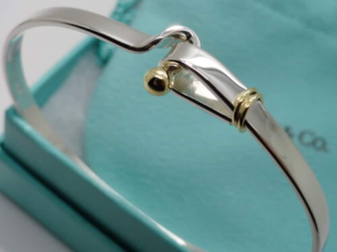 Vintage 18K Tiffany & Co Sterling Silver 18kt Gold Hook Eye