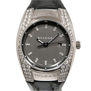 Ladys 30mm Swiss Quartz Bulgari ERGON EGW30G 18K White Gold Diamond Date Watch