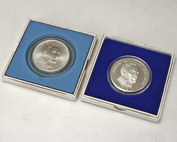 1973年および1974年パナマ銀貨 20バルボア シモン・ボリバル プルーフ