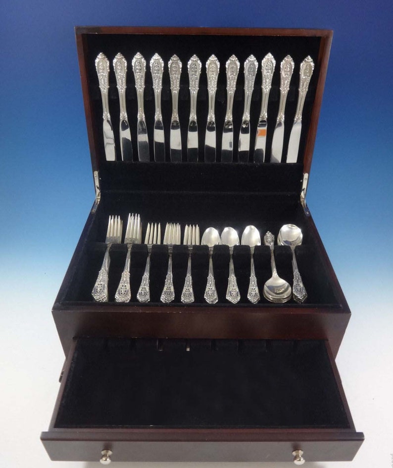 Wallace Sterling Silver Rose Point 6 3//8/" Salad Fork No Monograms