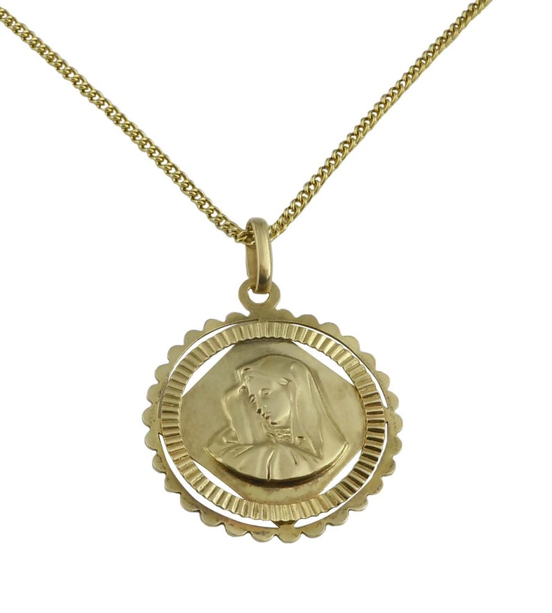 Vintage Italian 14Kt Gold Holy Virgin Mother Mary Pendant Etsy