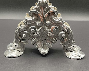 High Relief C-Scrolls and Acanthus Leaf Sterling Silver Napkin Holder