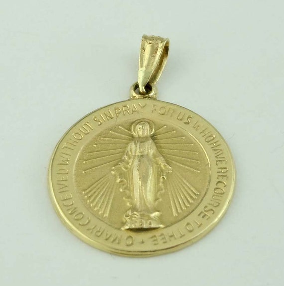 14kt Gold 3D O Mary Conceived Without 