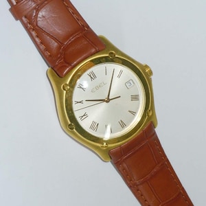 Men&#39;s 18K SOLID GOLD Ebel Wave Roman Numeral Calendar Dial Dress Watch