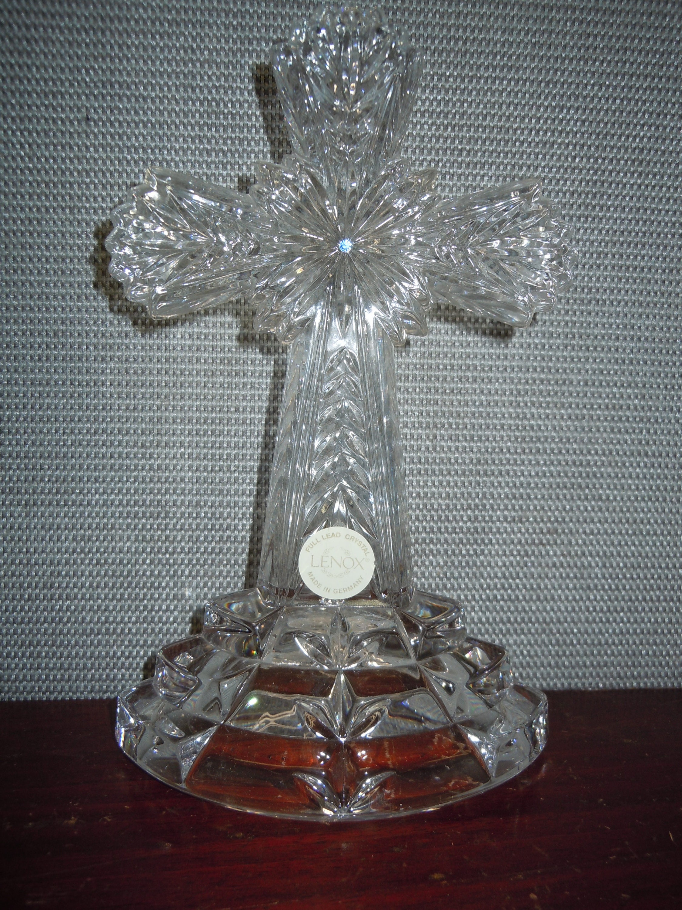 Vintage Heavy Lenox German Lead Crystal Crucifix Cross Desk or