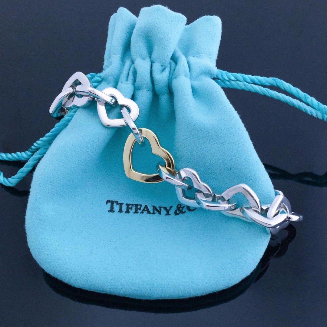 Rare Tiffany and Co. 925 Sterling Silver 18K Yellow Gold Open