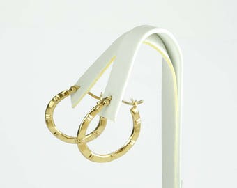 Pair Of Vermeil  Sterling Silver  Stylized  Hoop Earrings marked 925