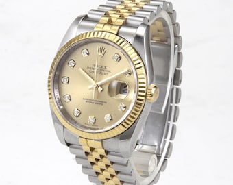 Rolex Datejust 116233 18kt Gold & SS "Sunburst Champagne Dial" Factory Diamonds w/ Box