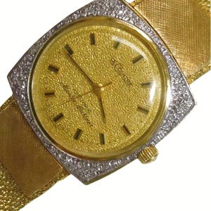 Men&#39;s Estate Jaeger Le Coultre Master Mariner Automatic 14Kt Gold Diamond Wristwatch Champagne Stick Dial 14K Watch LeCoultre 47.6 Grams
