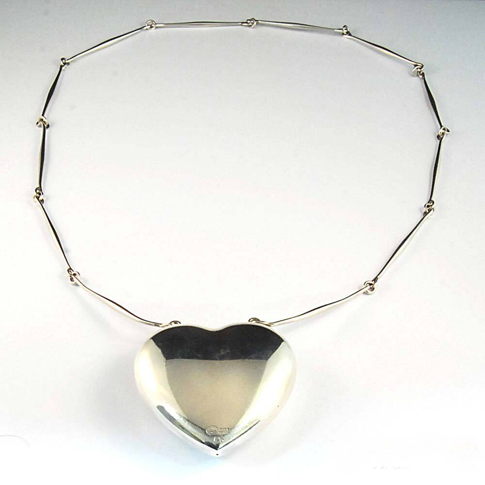 Georg Jensen Sterling Silver Necklace With Large Puffy Heart