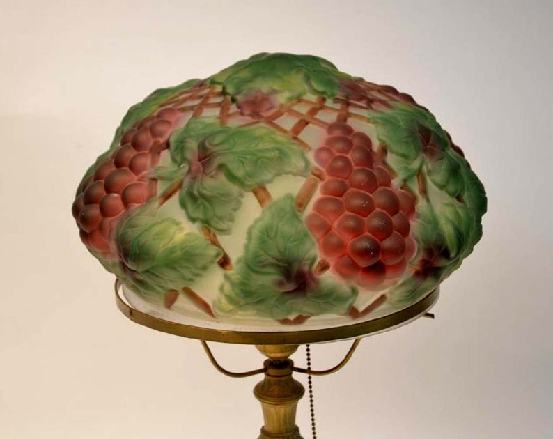 Pairpoint Puffy Style Lamp Grape Shade RAINAUD Gilt Metal Base Etsy