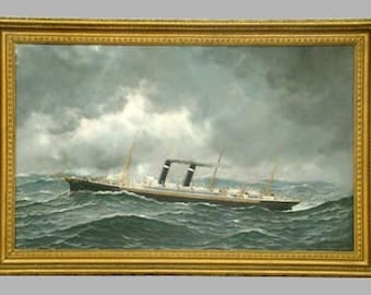 Antonio Jacobsen Philadelphia Steam Ship Oil Painting with Christies Provenance