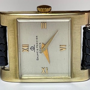 Vintage 1980s Ladies Solid 14Kt Gold Baume and Mercier Statement Watch 14k