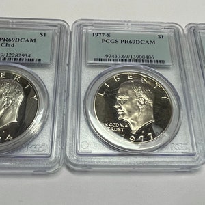 1974-S Clad, 1977-S or 1978-S Eisenhower One Dollar PCGS PR69 DCAM Ike Lunar Landing  US Mint Coin 1974, 1977, 1978 Deep Cameo