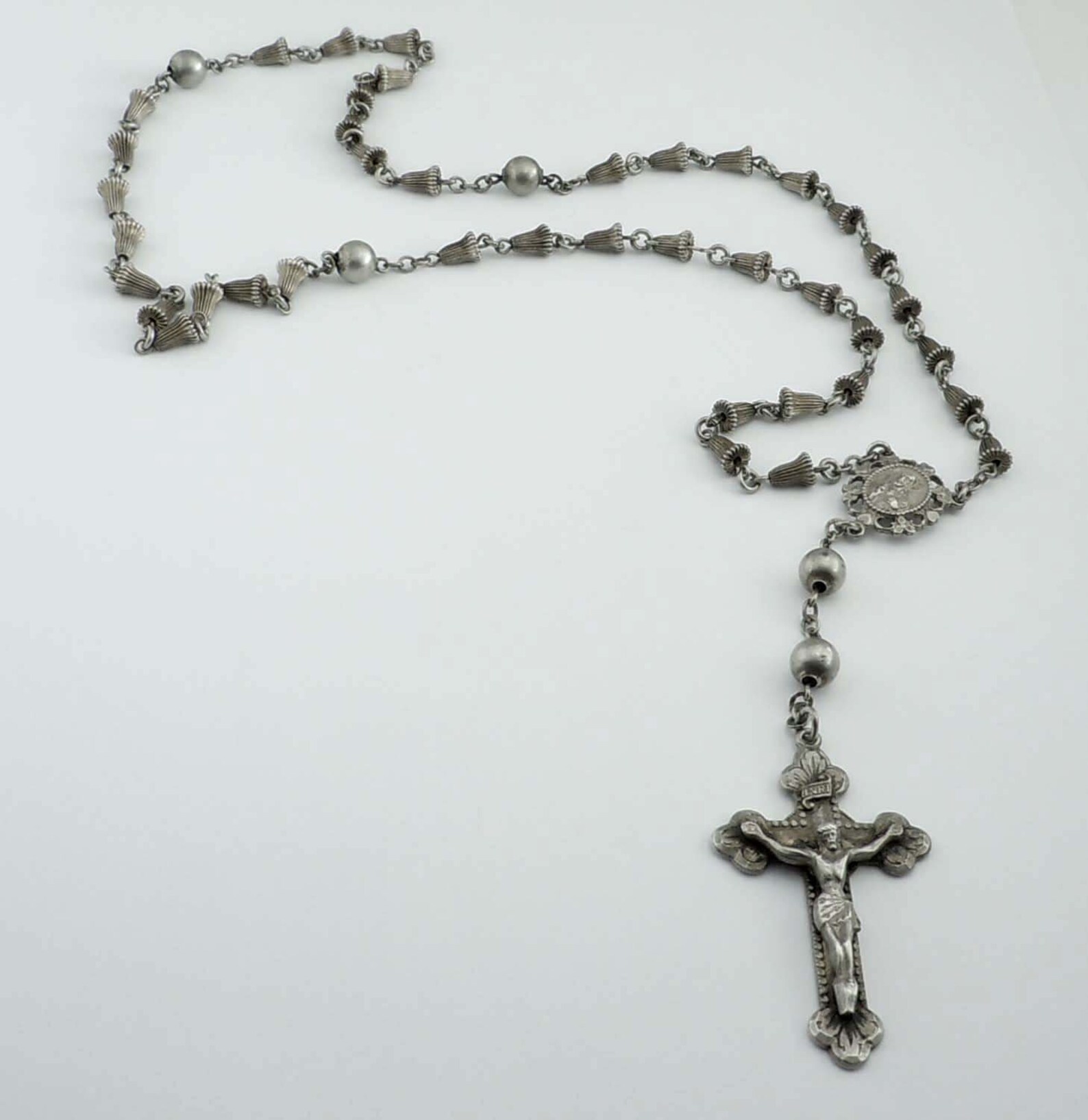 Rare Vintage Creed Sterling Silver Rosary Necklace 3d High - Etsy