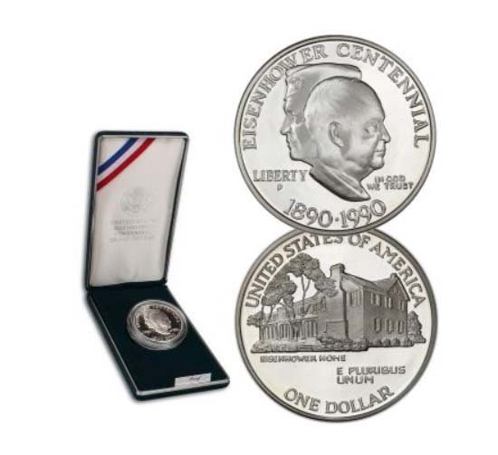 1990-P US Eisenhower Centennial Commemorative Proof Silver Dollar