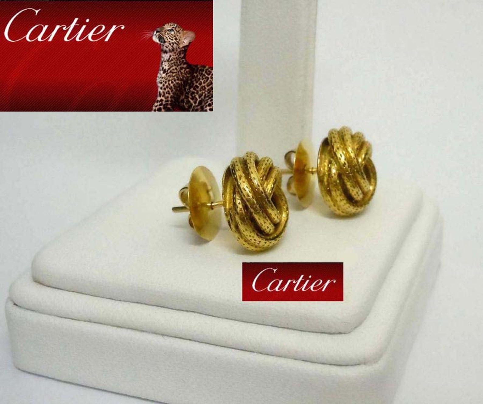 Stunning Pair of 18k Yellow Gold Cartier Love Knots Earrings Etsy