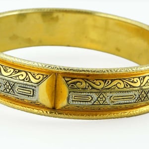 Two Tone Ornate And Detailed Vintage Bangle Bracelet