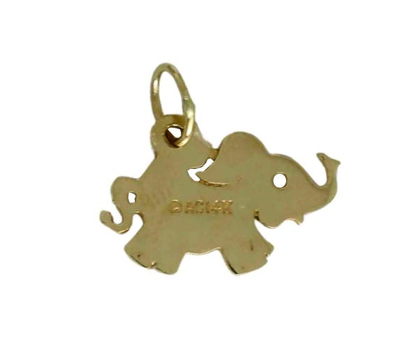 14KT Gold Trunk up Good Luck Elephant Silhouette Charm  display picture 2