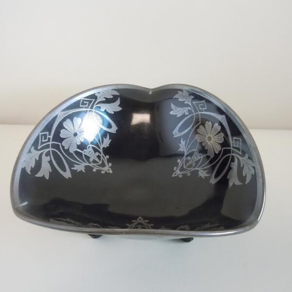 Black Glass With Silver Overlay Etsy