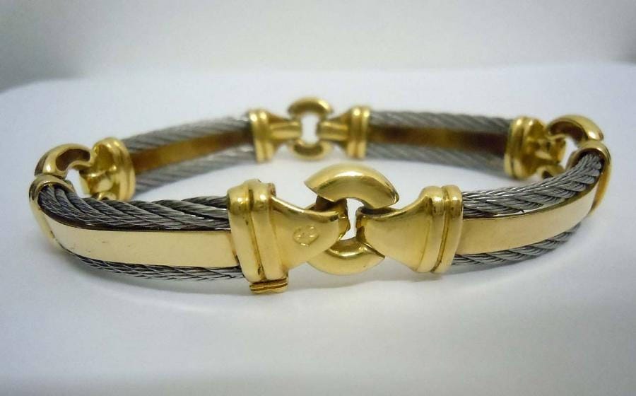 アクセサリー PHILIPPE CHARRIOL Wire bracelet Philippe Charriol 18k Gold & Stainless Steel 10mm Cable