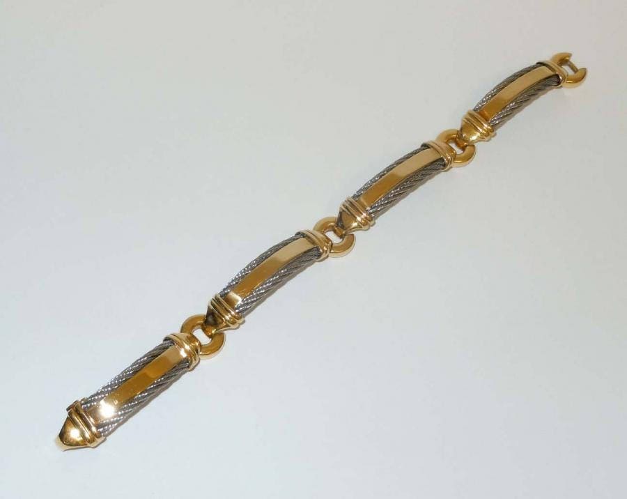 アクセサリー PHILIPPE CHARRIOL Wire bracelet CHARRIOL - SET OF 3 STAINLESS STEEL CABLE + 18K WG DOUBLE