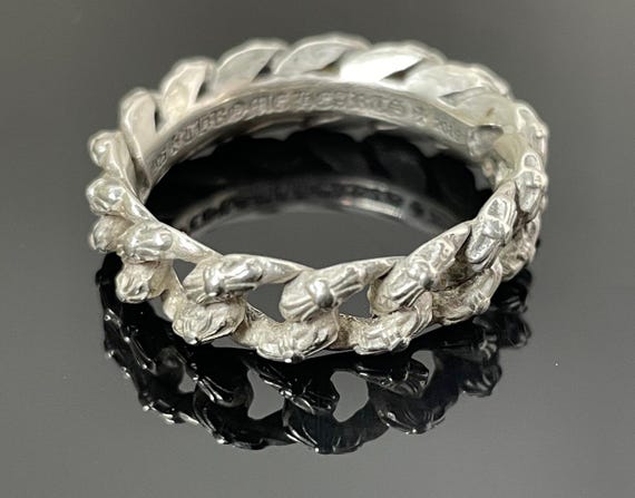 Sterling Silver Chrome Hearts Accented Chain Link Ring - Etsy